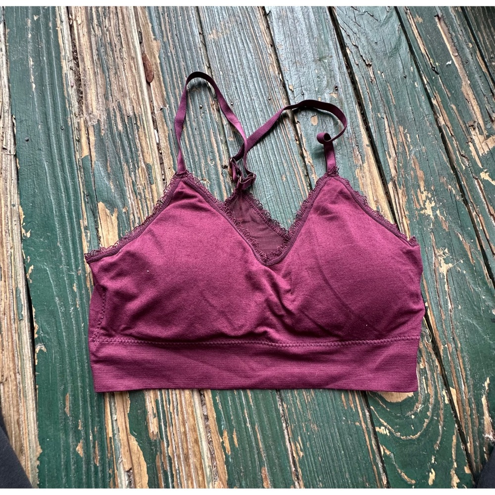 Marilyn Monroe Burgundy Seamless Lace Trim Bralette Racerback XL Style 2551-45